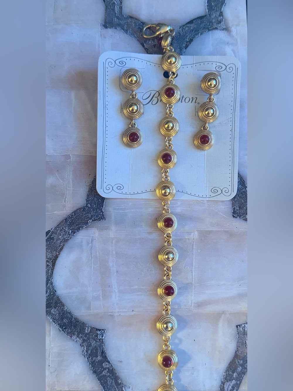 Brighton Gold-Tone Bracelet with Red Cabochons